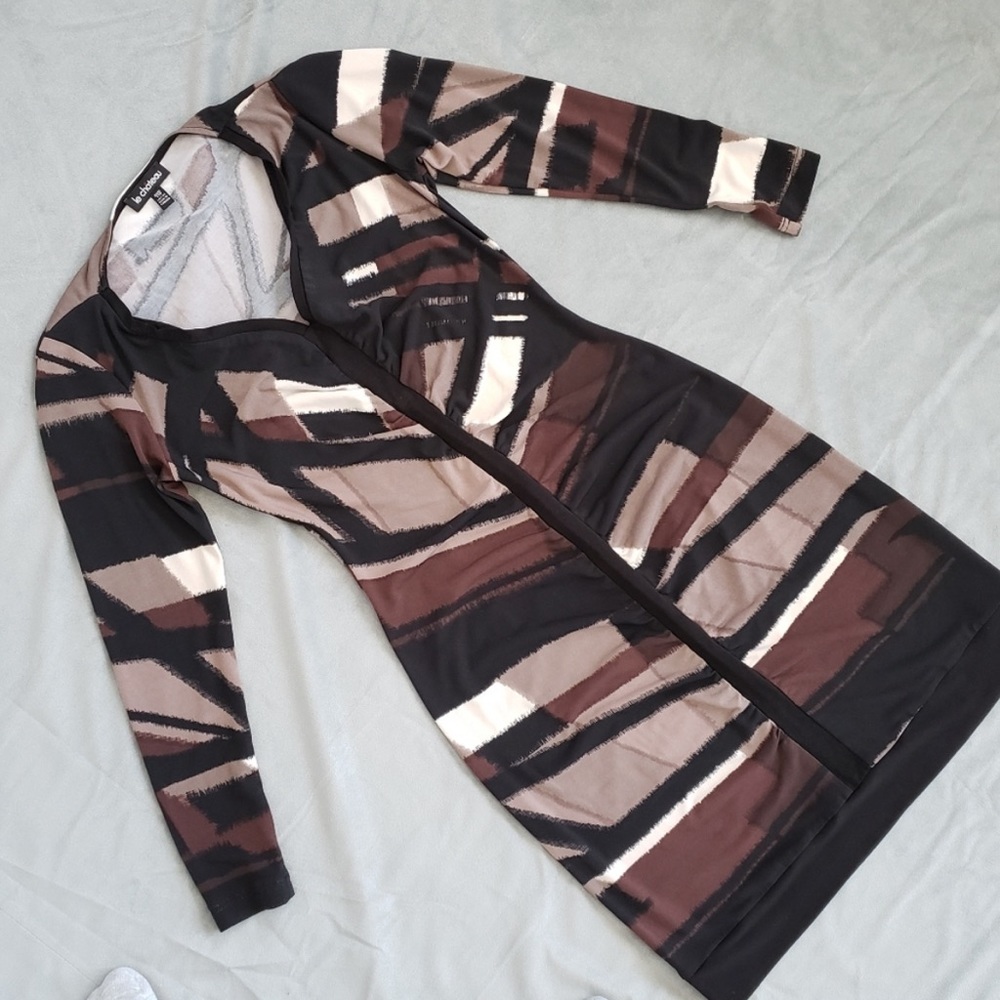 Long sleeve brown and black Le Chateau dress EUC